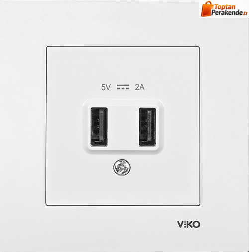 Viko Karre/Meridian Beyaz Usb 5V-2A (Çerçeve Hariç) 90967101